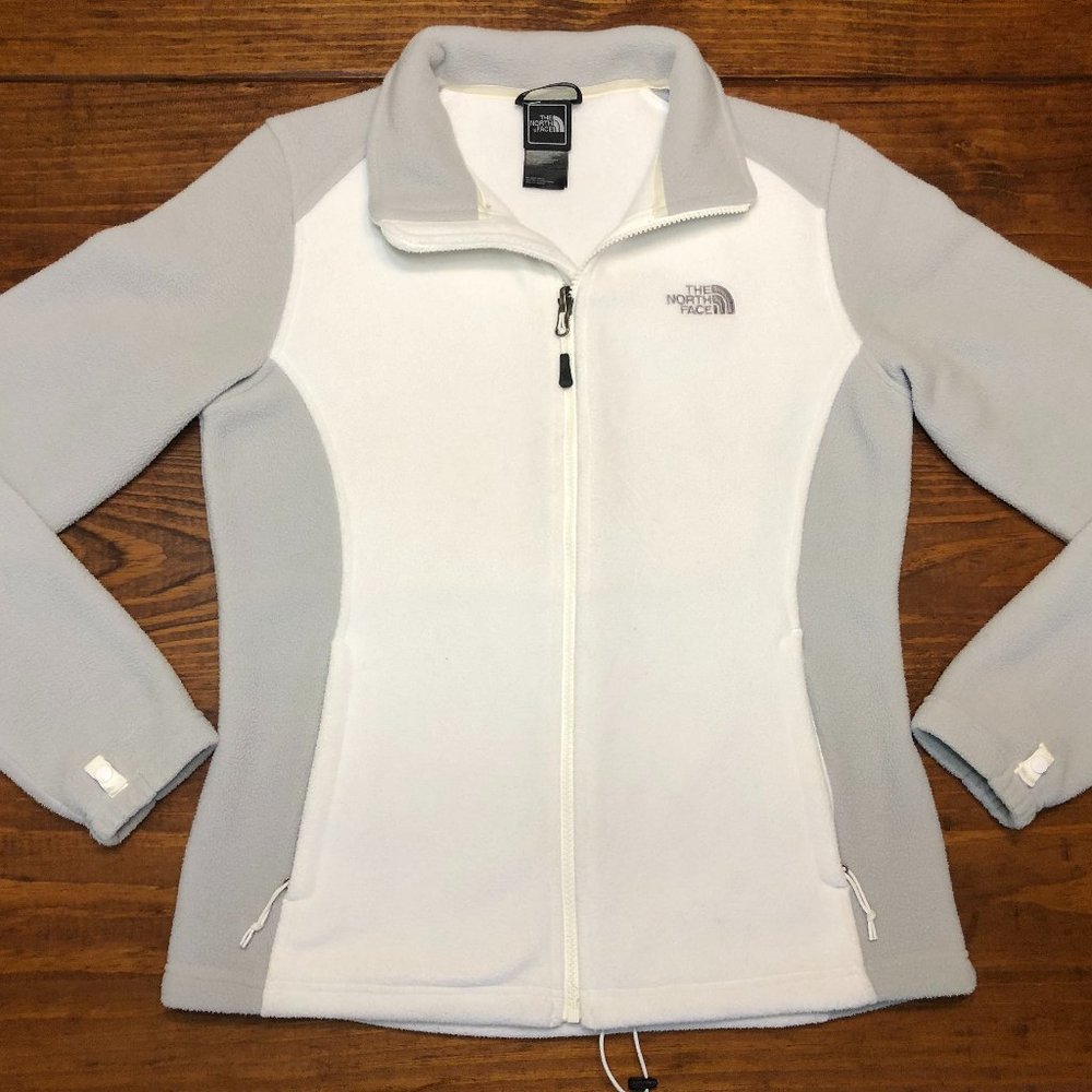 North Face Women's Fleece Jacket - Full Zip, White & Gray